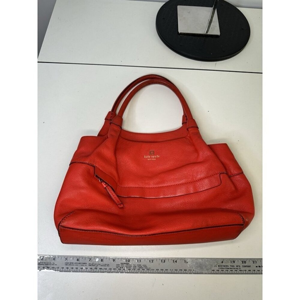 Kate Spade Satchel Double Handles Front Zip Beautiful Red - Damaged Interior - Picture 6 of 10
